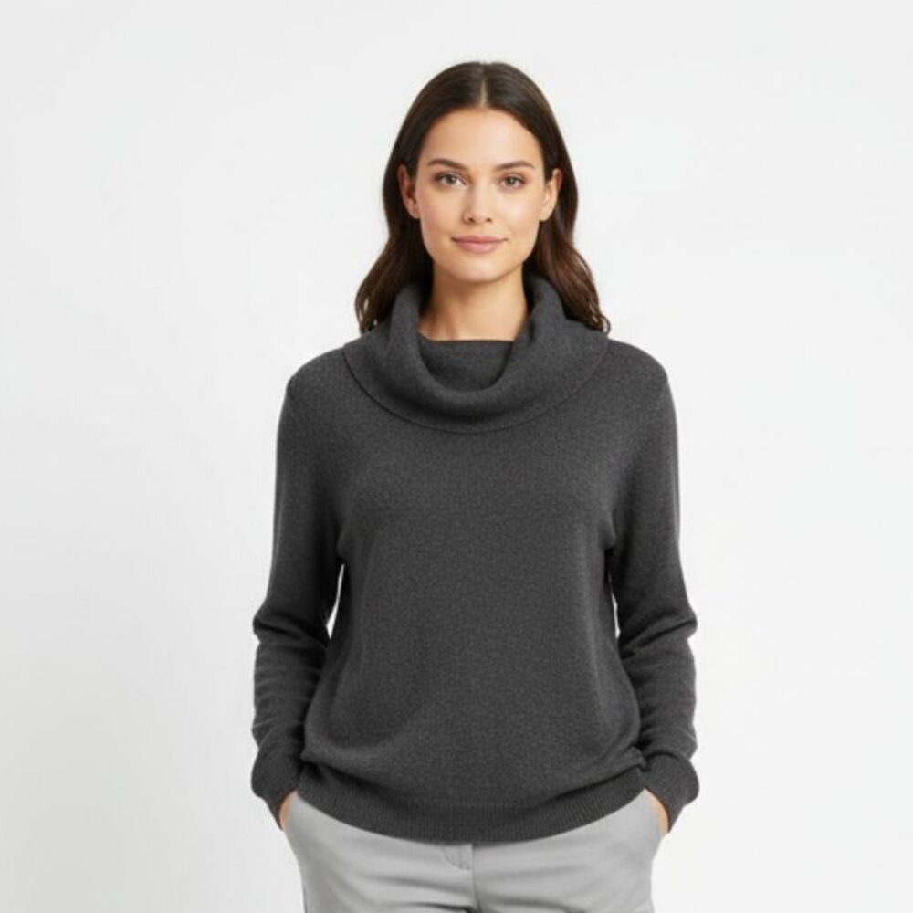 Magaschoni Gray Long Sleeve Cowl Drape Neck Soft Sweater M